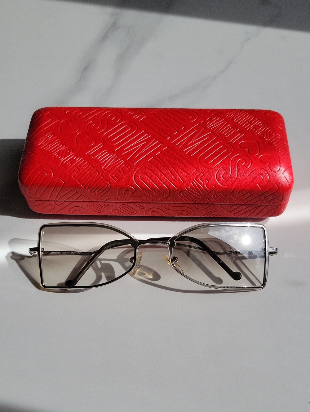 Vintage Moschino Rectangular Silver Frame With Smoke Gradient Lenses